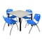 Kee Kee Square Table & Chair Set, Wood, Metal, Plastic Top, Maple TB4848PLBPBK47BE - alternate 1
